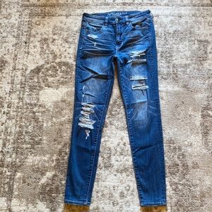 AE super stretch X distressed denim